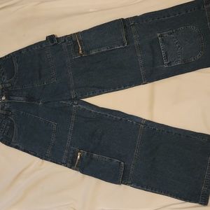 Forever 21, Waist Size 26, Dark Denim Blue Wide Leg Cargo Pants